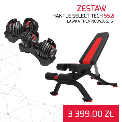 BOWFLEX ZESTAW HANTLI 552I SELECT TECH + Ławka treningowa 5.1S BOWFLEX ZESTAW HANTLI 552I SELECT TECH + Ławka treningowa 5.1S