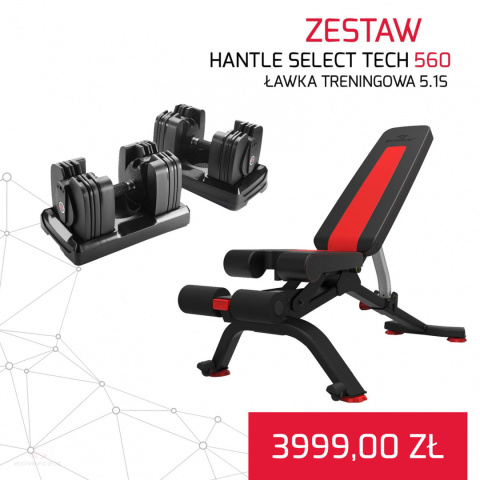 BOWFLEX ZESTAW HANTLI 560 SELECT TECH + Ławka treningowa 5.1S BOWFLEX ZESTAW HANTLI 560 SELECT TECH + Ławka treningowa 5.1S